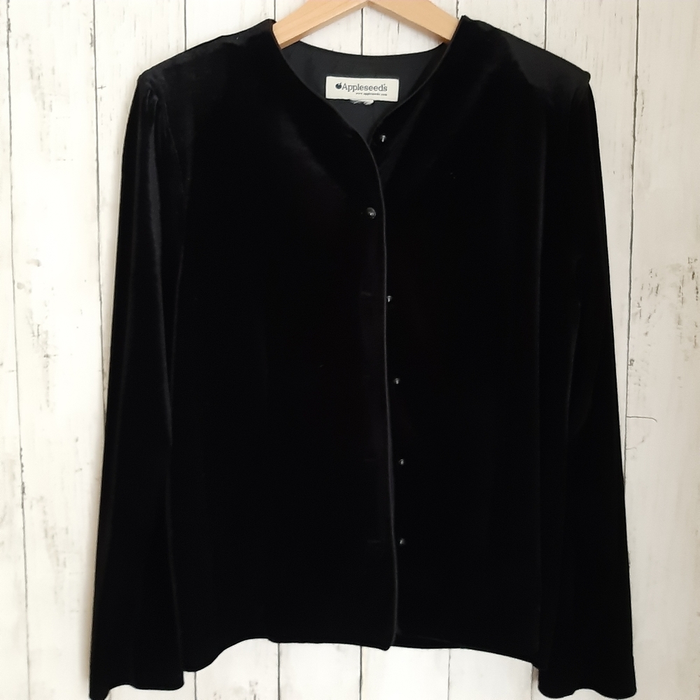 BLACK VELVET! Appleseed's black Velvet Blazer ☆ - Picture 3 of 9